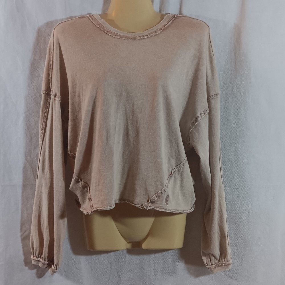 Free People Movement Womens XS CrossOver Back Knit Top Garment Dyed